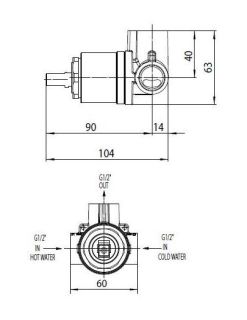 Скрытая часть для смесителя для душа Bossini Z00007 на один выход